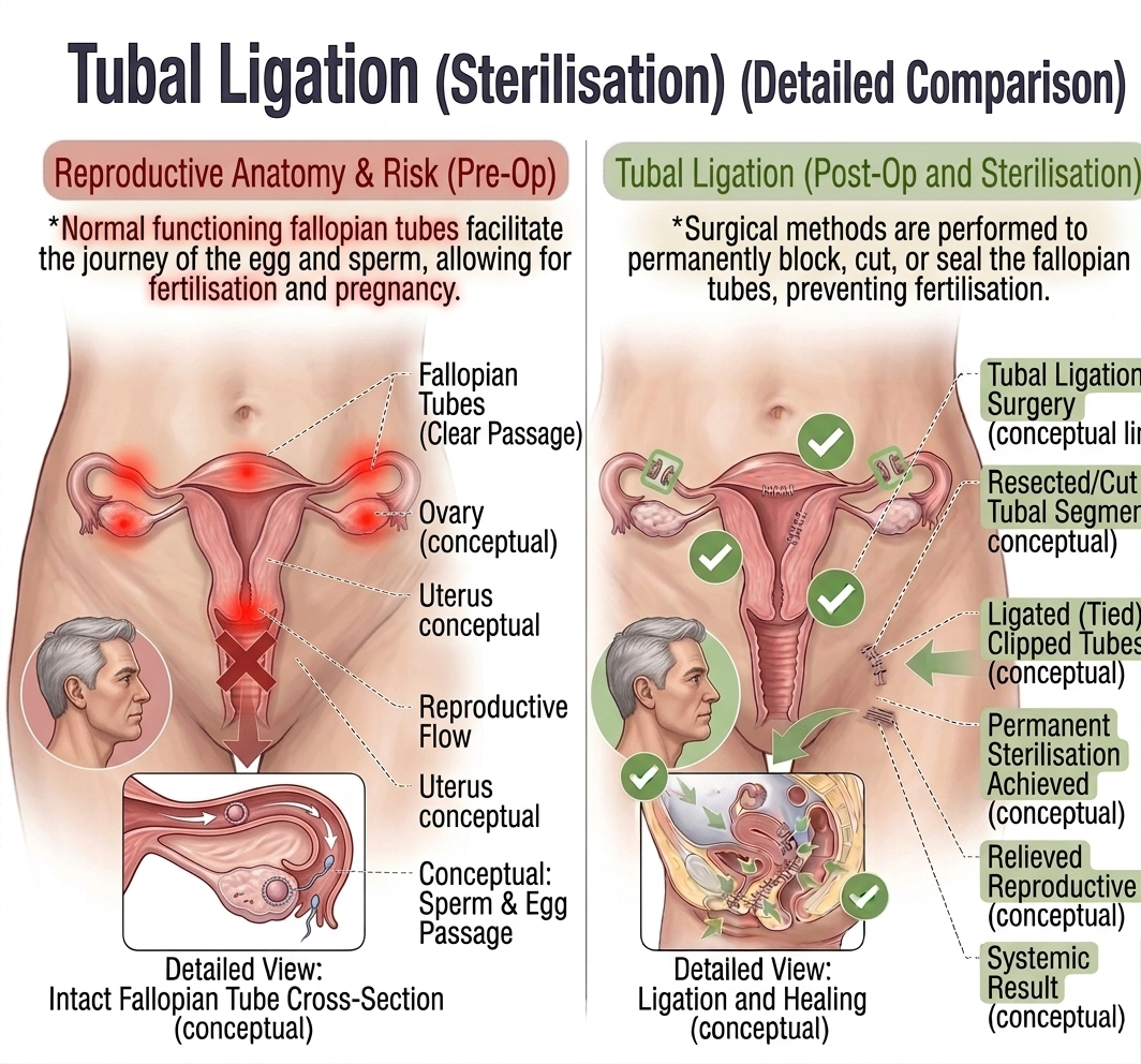 Tubal Ligation (Sterilisation) — anatomy diagram